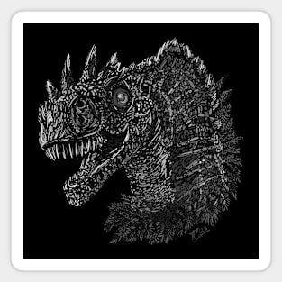 Dilophosaurus Black and White Magnet